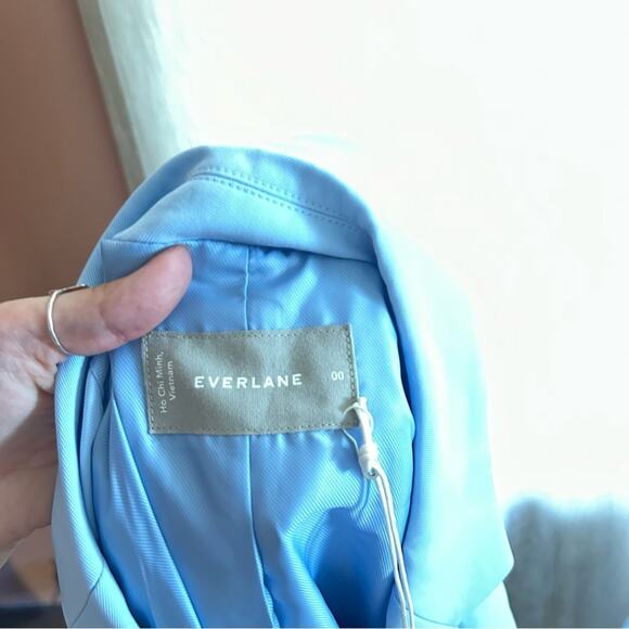 Everlane The Drapey Blazer Double-Breasted Suit Jacket Chambray Blue NWT Size 00 - Picture 3 of 11